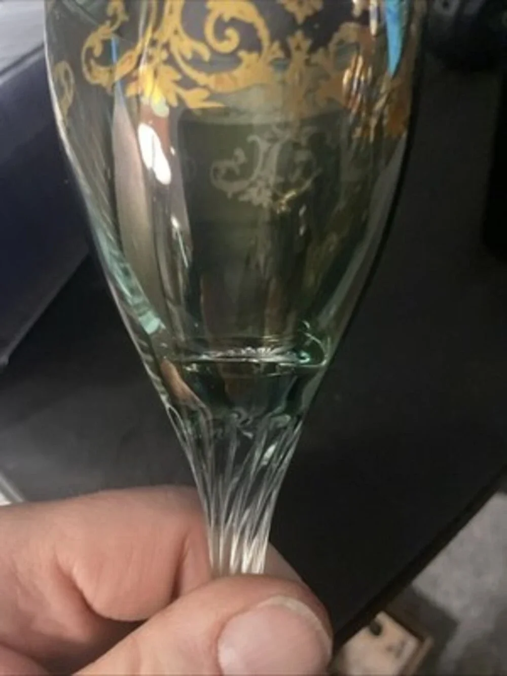 Murano Crystal Romanian Wine Goblet Vintage, Hand Painted.